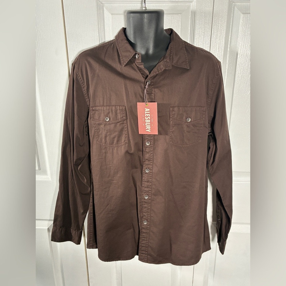 NWT Alesbury Jacket Brown Military Shirt Jacket Button Up